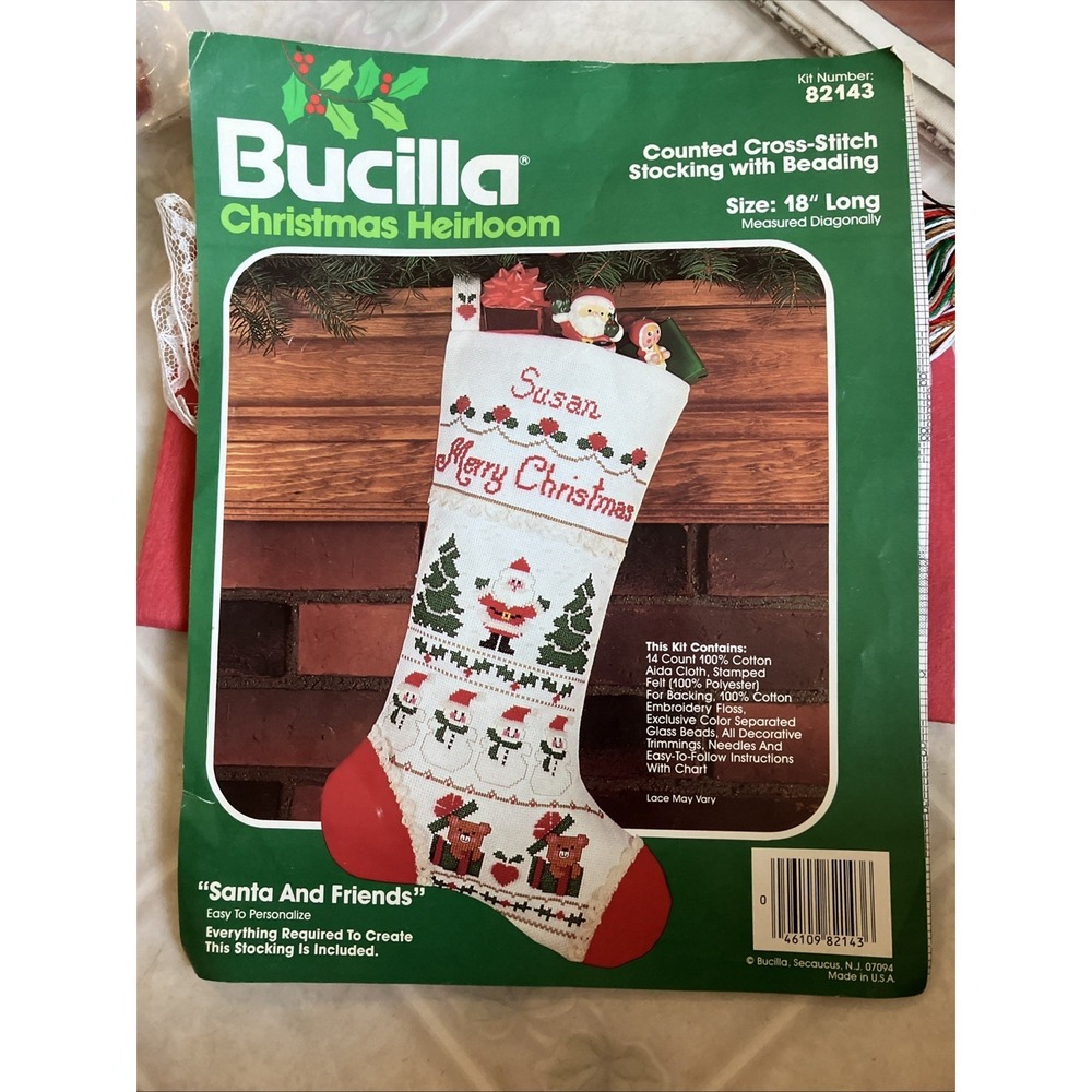 Bucilla Christmas Heirloom Stocking Santa & Friends Cross‎ Stitch Kit #82143